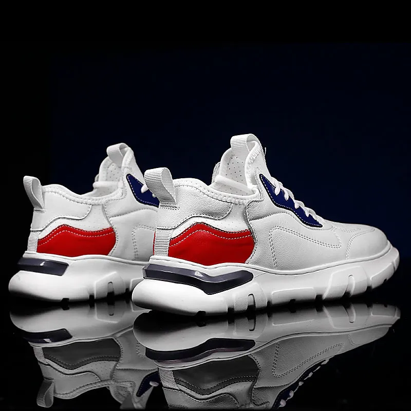 Fasion Flat /6cm Elevator Shoes Men Casual Genuine Leather Sneakers