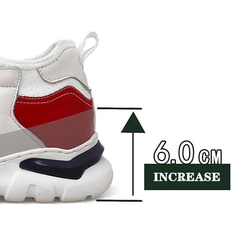 Fasion Flat /6cm Elevator Shoes Men Casual Genuine Leather Sneakers