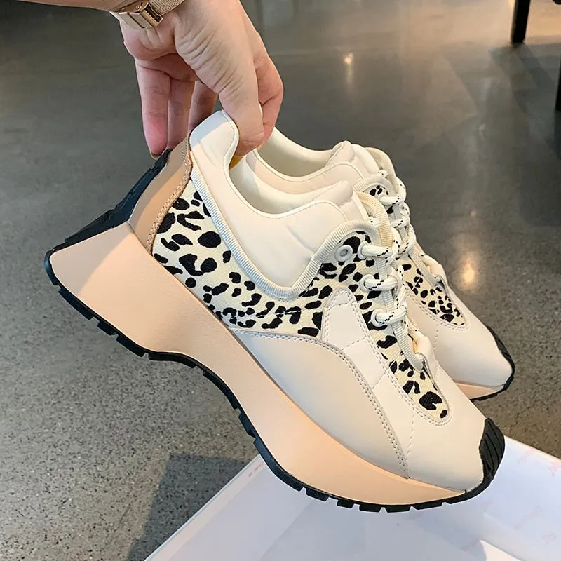Flat Platform Patchwork Sneakers Outdoor Walk Tennis Shoes