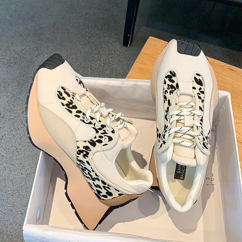 Flat Platform Patchwork Sneakers Outdoor Walk Tennis Shoes