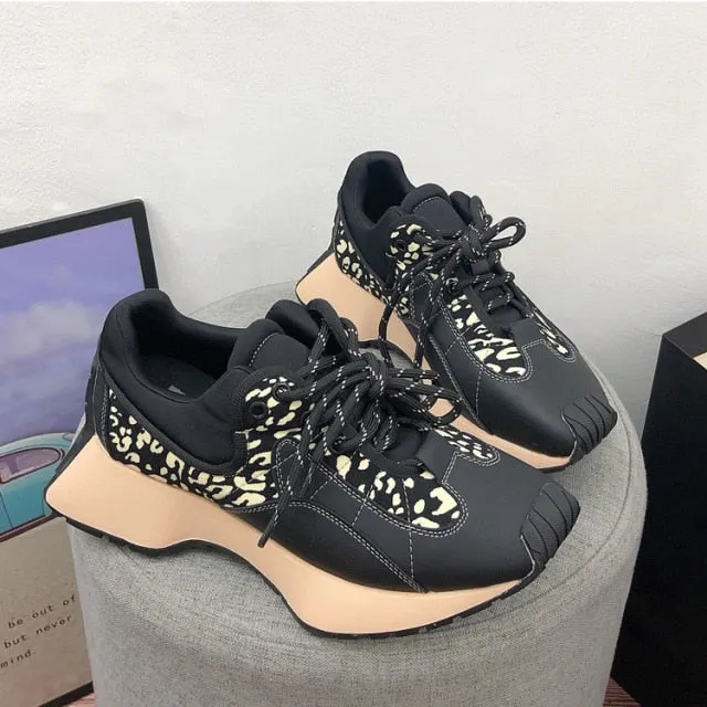 Flat Platform Patchwork Sneakers Outdoor Walk Tennis Shoes
