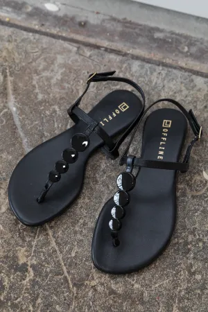 Flat Sandal Napa Pearl Black