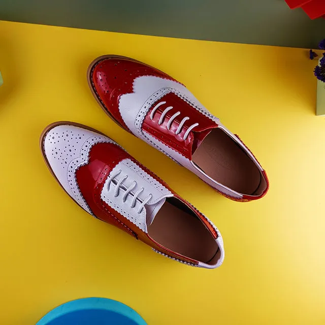 Flats Oxford Shoes Woman Genuine Leather Sneakers