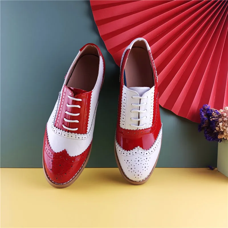 Flats Oxford Shoes Woman Genuine Leather Sneakers