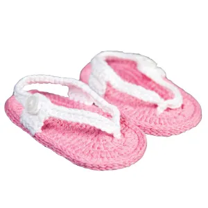 Fuchsia & White Crochet Baby Sandals