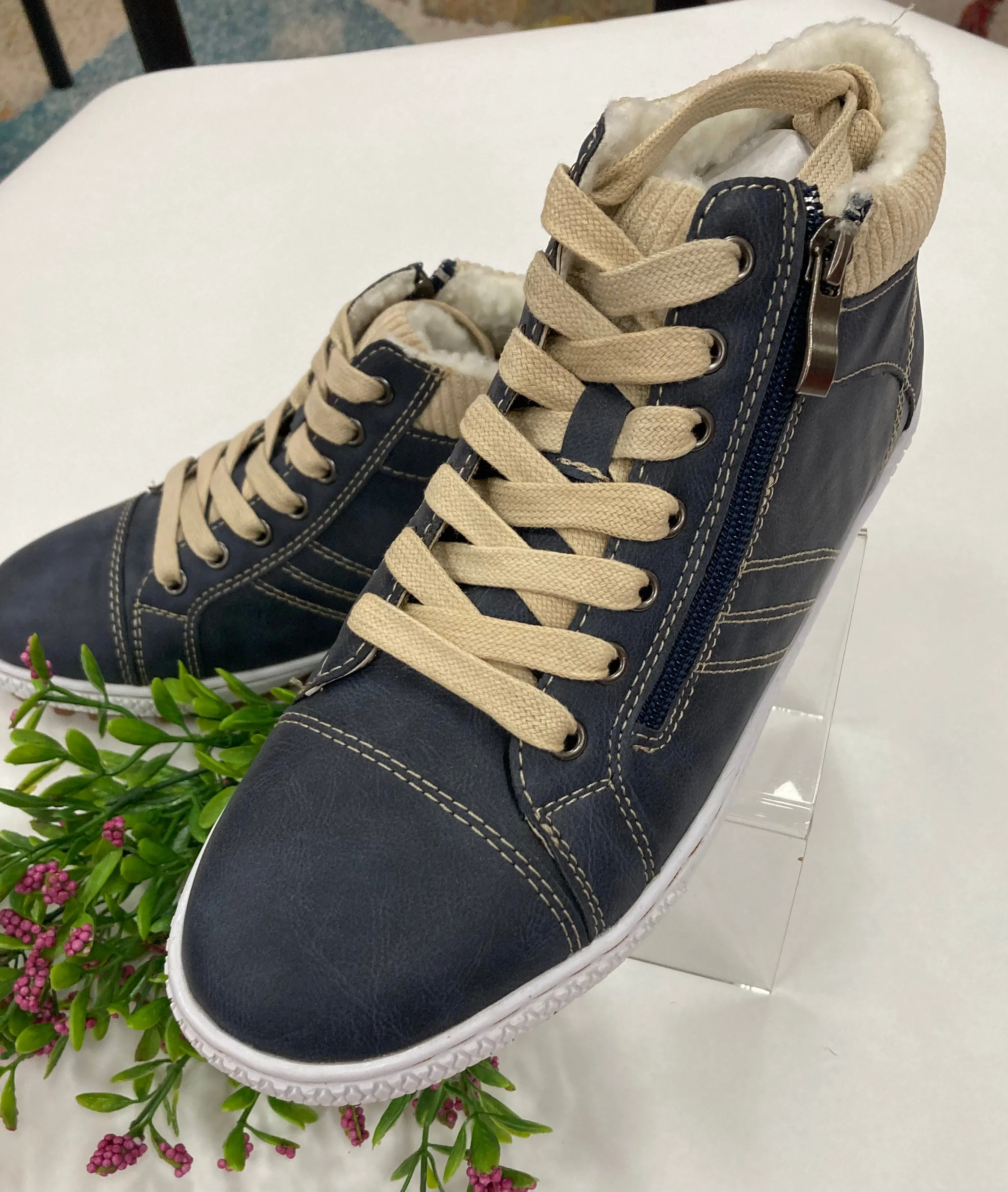 Gabby Ankle Boot In Navy By Baylane