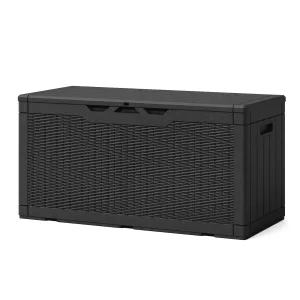 Gallon Resin Deck Box Waterproof Large Outdoor Storage with Padlock