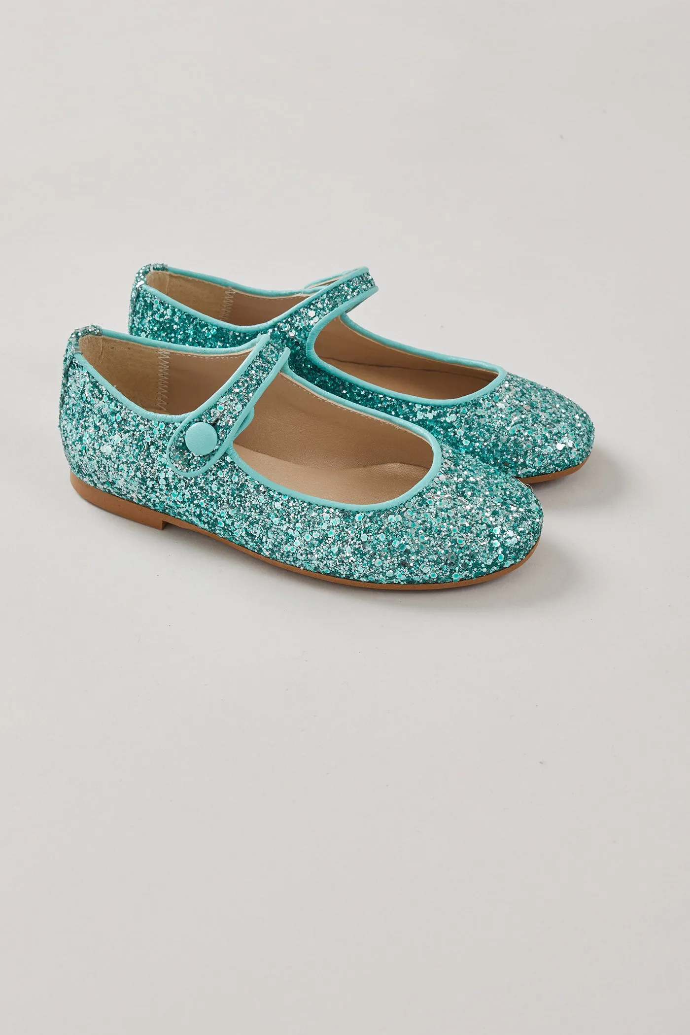 Glitter Mary Jane Aqua Blue