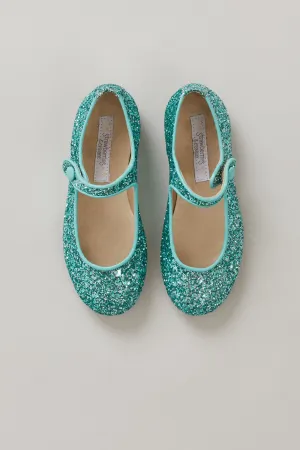 Glitter Mary Jane Aqua Blue