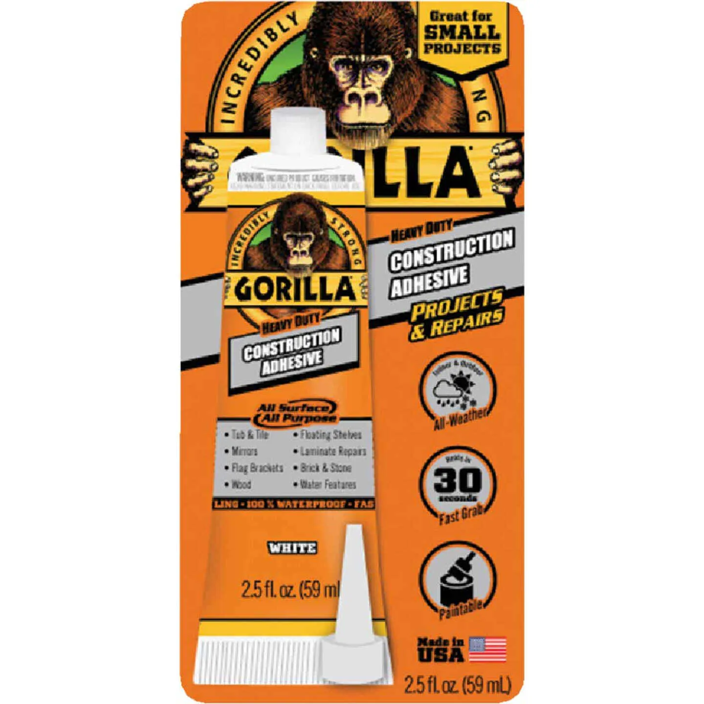 GORILLA GLUE ALL SURFACE CONSTRUCTION ADHESIVE 2.5 oz