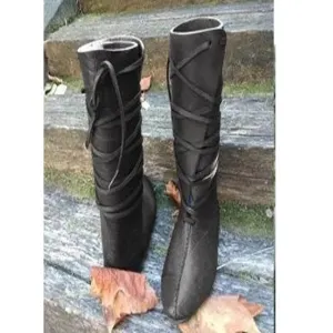 Gothic Steampunk Medieval Costume Men Knight Boots Viking PU Leather Warrior Women Cosplay Boot Carnival Party Shoes Prop