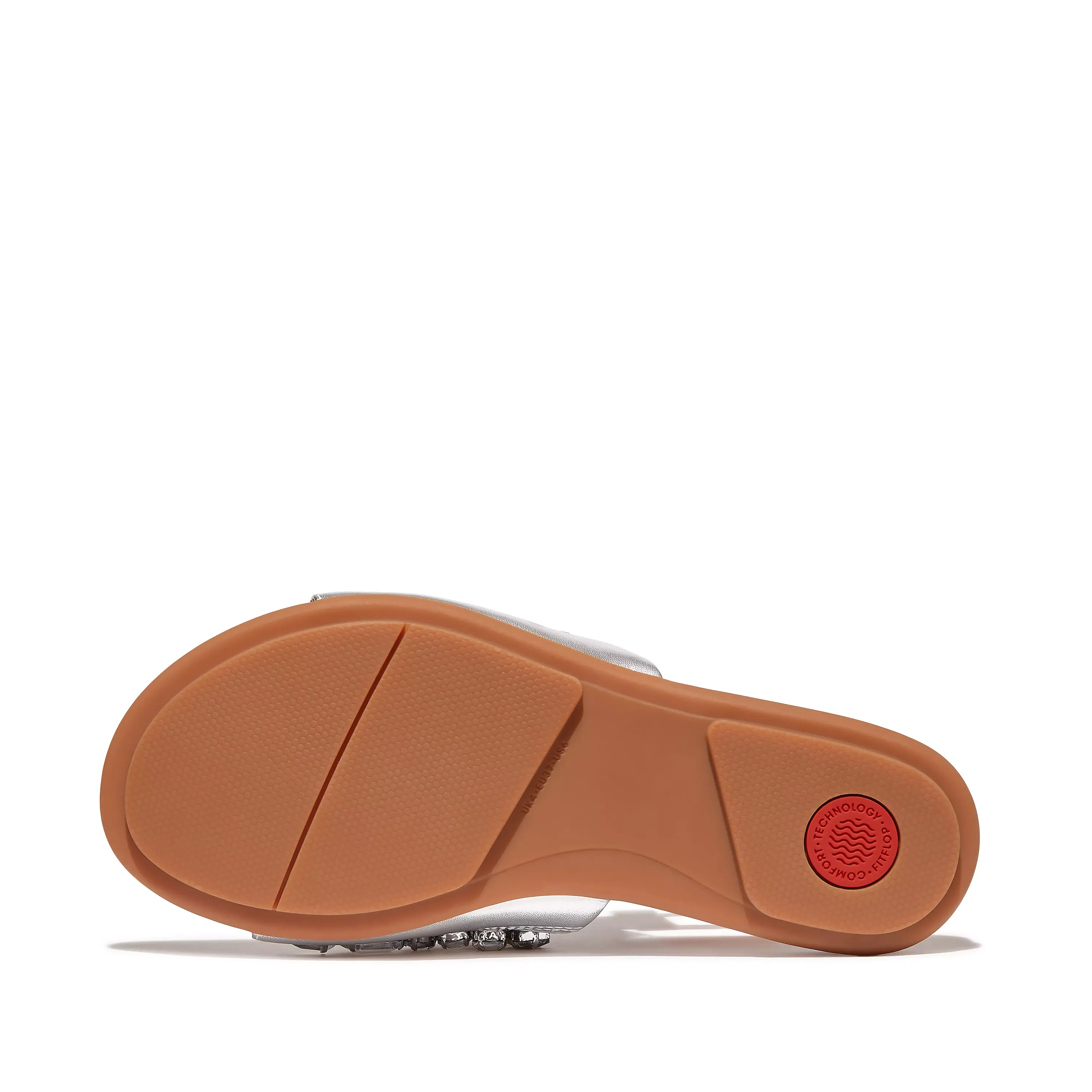 Gracie Jewel-Deluxe Metallic-Leather Slides in Silver