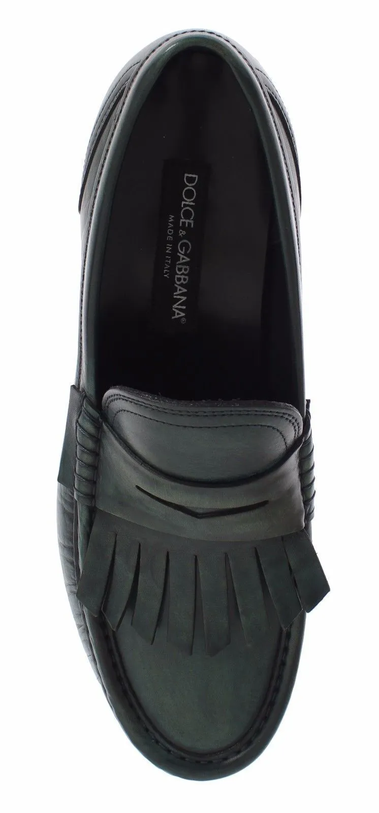 Green Leather Loafers Casual Dress Shoes
