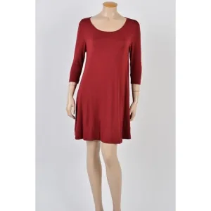 Half Sleeve round neck trapeze dress with side pocket