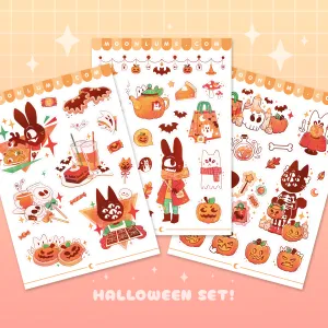 Halloween sticker sheet set - Spooky Town - matte vinyl sticker sheets
