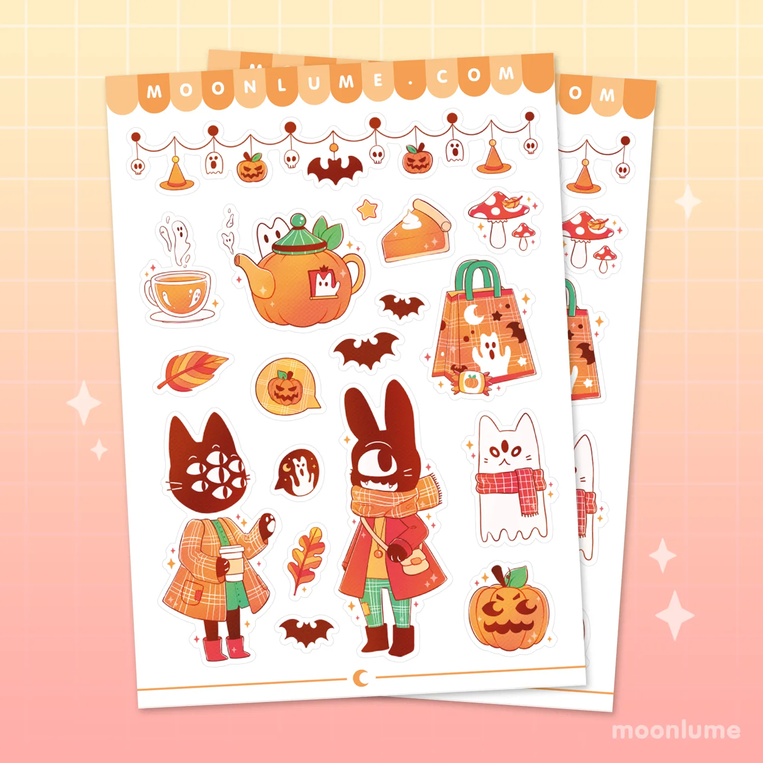 Halloween sticker sheet set - Spooky Town - matte vinyl sticker sheets