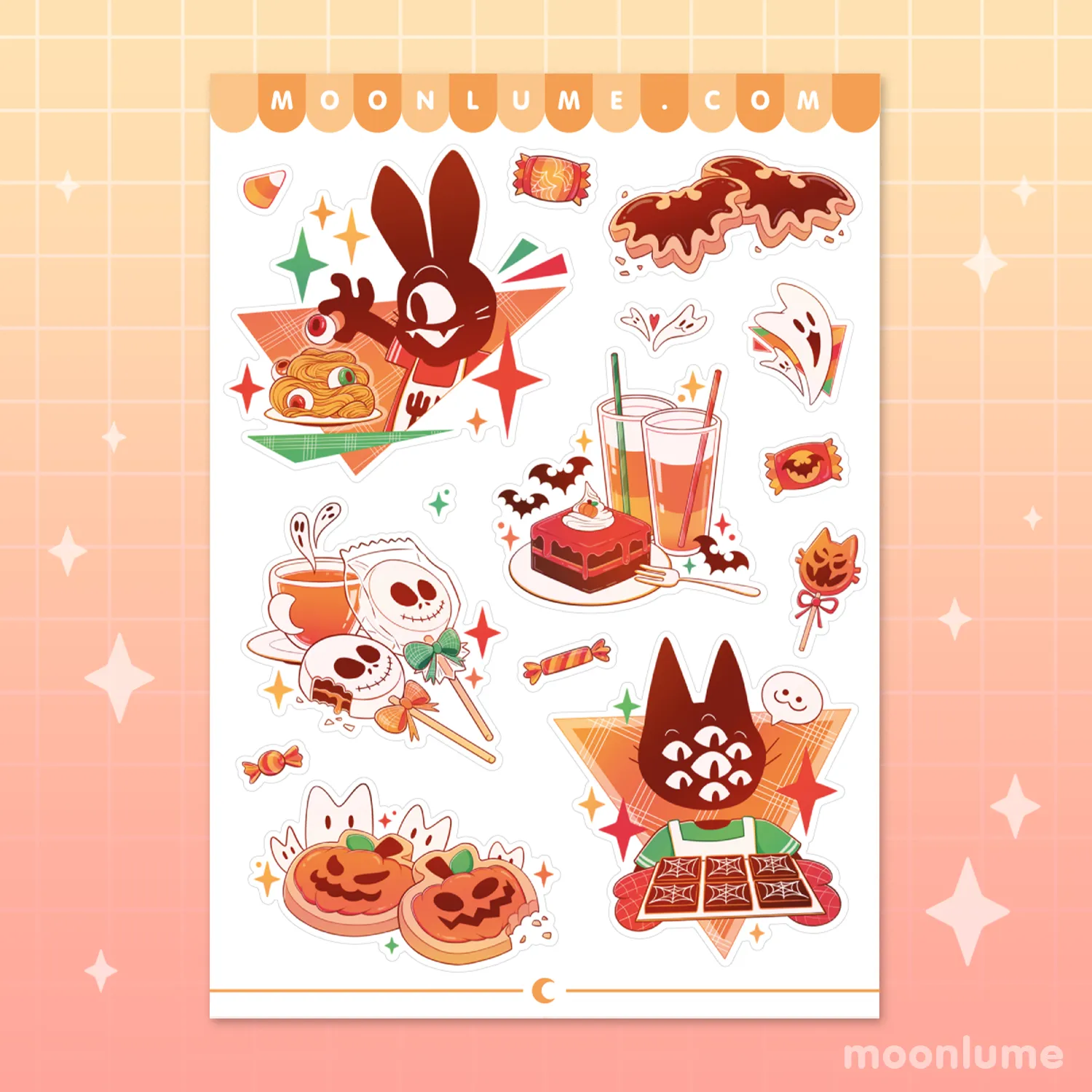 Halloween sticker sheet set - Spooky Town - matte vinyl sticker sheets