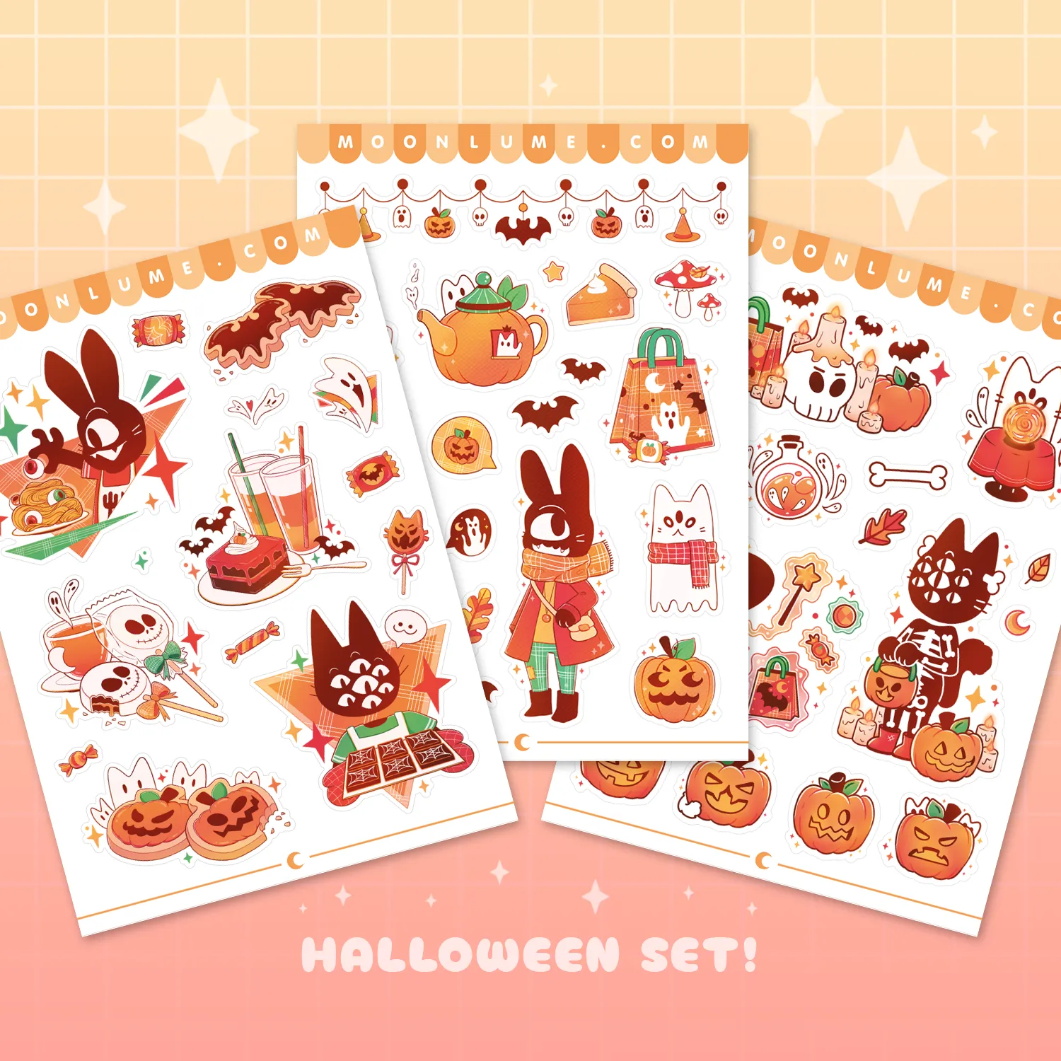 Halloween sticker sheet set - Spooky Town - matte vinyl sticker sheets