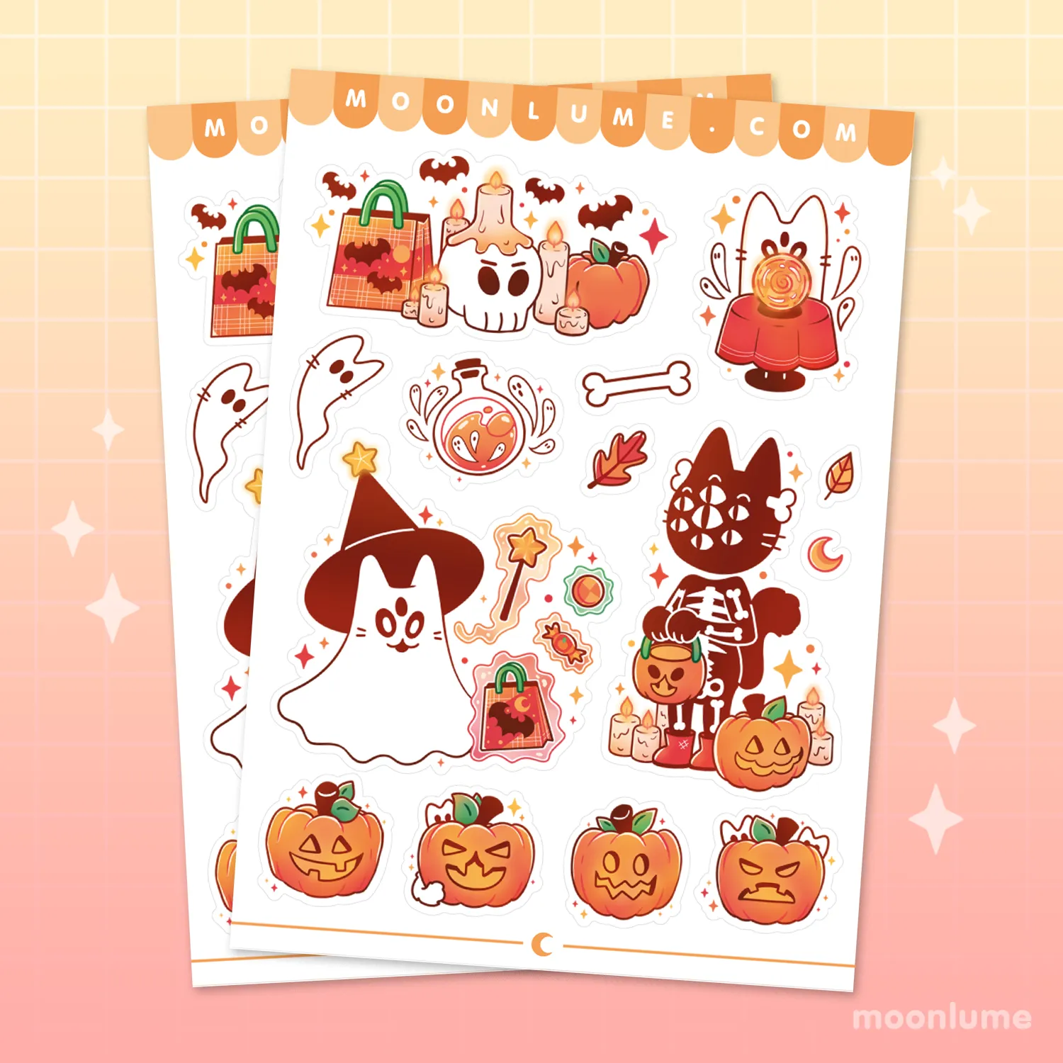 Halloween sticker sheet set - Spooky Town - matte vinyl sticker sheets