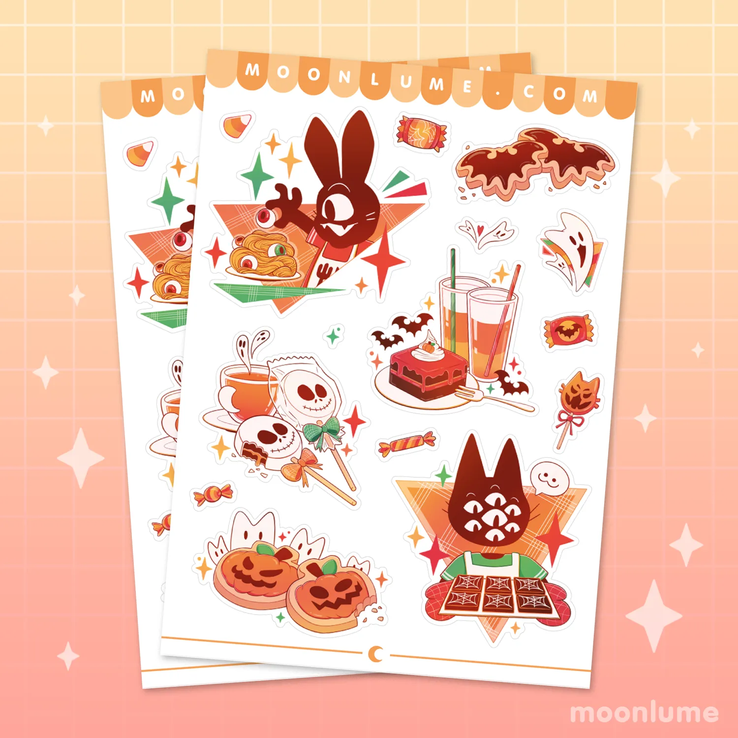 Halloween sticker sheet set - Spooky Town - matte vinyl sticker sheets