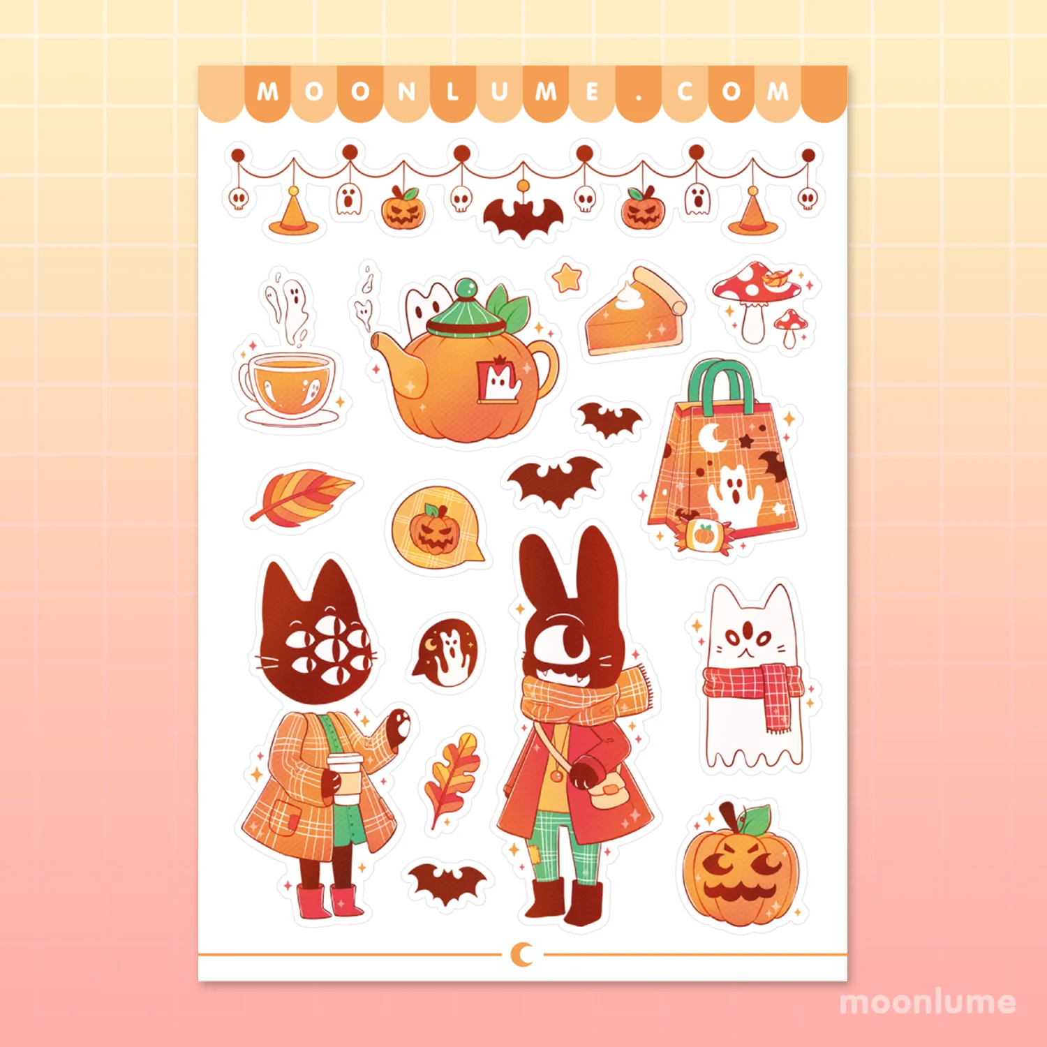 Halloween sticker sheet set - Spooky Town - matte vinyl sticker sheets