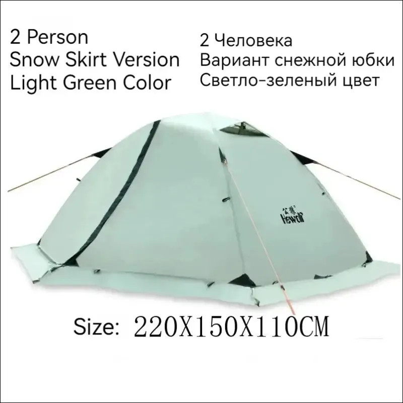 Hewolf 1595 outdoor double layer ultralight aluminum pole waterproof windproof camping tent 2.51kg