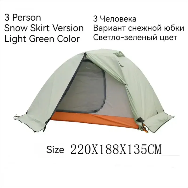 Hewolf 1595 outdoor double layer ultralight aluminum pole waterproof windproof camping tent 2.51kg