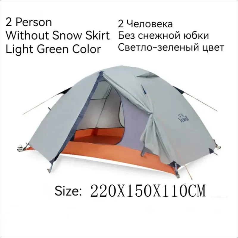 Hewolf 1595 outdoor double layer ultralight aluminum pole waterproof windproof camping tent 2.51kg