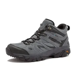 HI-TEC Ravus WP Mid Waterproof Hiking Boots for Men, Lightweight Breathable Outdoor Trekking Shoes - Dark Grey, 8.5 Medium