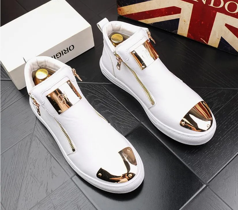 High Quality Men High Top British Style Shoes Mens Causal Luxury Shoes Red white Bottom rubber Shoes for Male Casual Ankle Boots