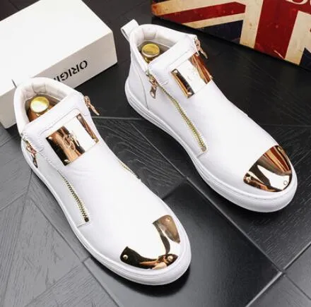 High Quality Men High Top British Style Shoes Mens Causal Luxury Shoes Red white Bottom rubber Shoes for Male Casual Ankle Boots