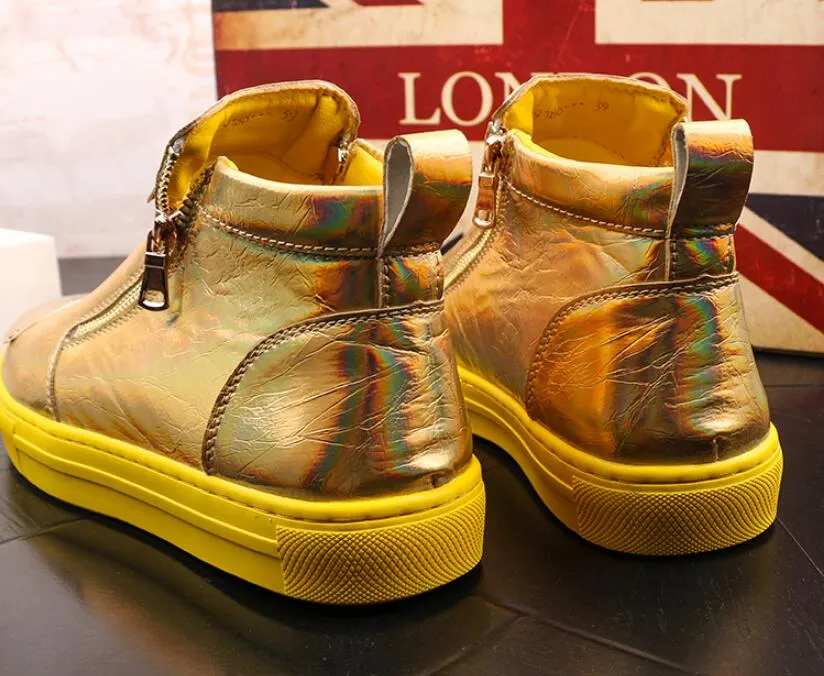 High Quality Men High Top British Style Shoes Mens Causal Luxury Shoes Red white Bottom rubber Shoes for Male Casual Ankle Boots