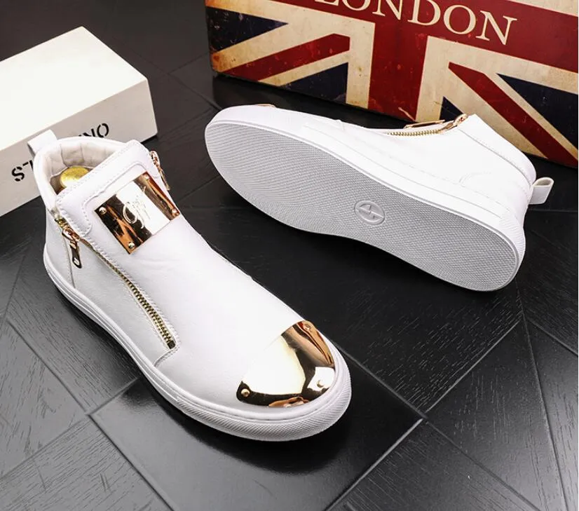 High Quality Men High Top British Style Shoes Mens Causal Luxury Shoes Red white Bottom rubber Shoes for Male Casual Ankle Boots