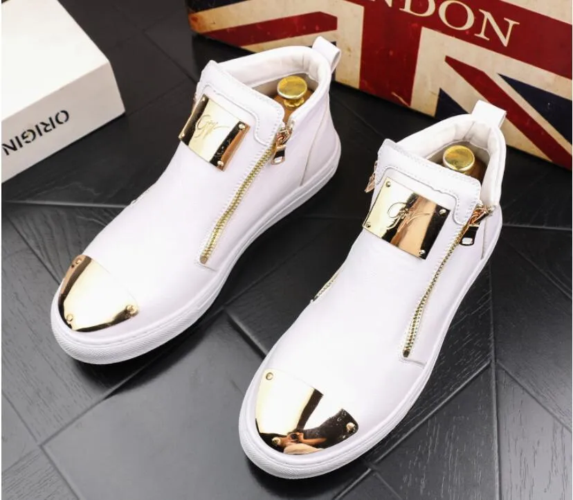 High Quality Men High Top British Style Shoes Mens Causal Luxury Shoes Red white Bottom rubber Shoes for Male Casual Ankle Boots