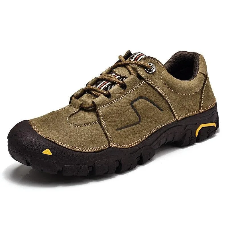 High Quality Men Outdoor Shoes Genuine Leather FLats Shoes Lace Up Antilsip Rubber Shoes Waterproof Casual Shoes Autumn