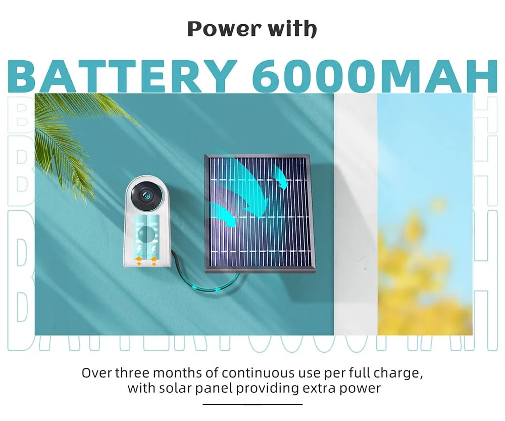 HMDC3MQ 1080P Security IP Camera Wireless Outdoor Night Vision Battery Solar Rechargeable 2-Way Home Surveillance Cam