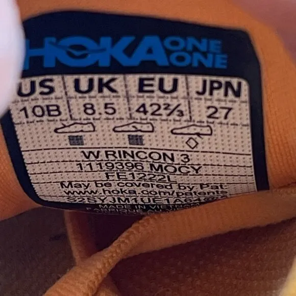 Hoka One One Rincon 3 Women Size 10 Orange Trainers Sneaker Runner Comfort