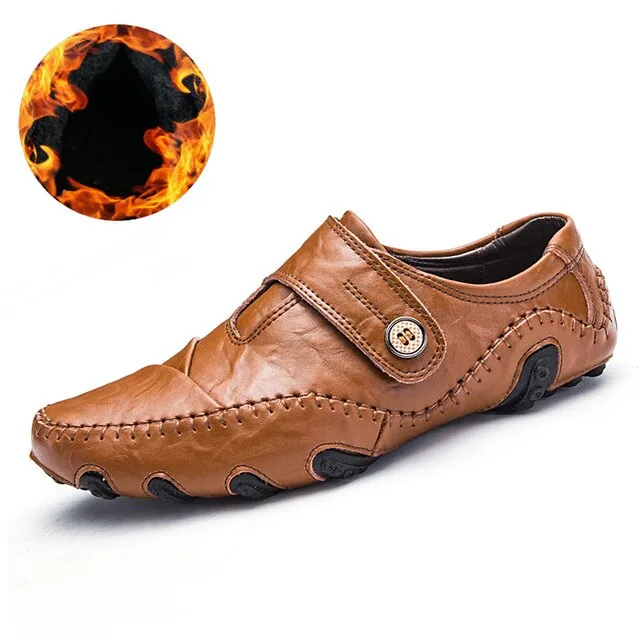 Hot Sale Leather Shoes Men Casual Waterproof Moccasins Loafers Slip-on Shoes Breathable Male Flats Sneakers  Large Sizes 48