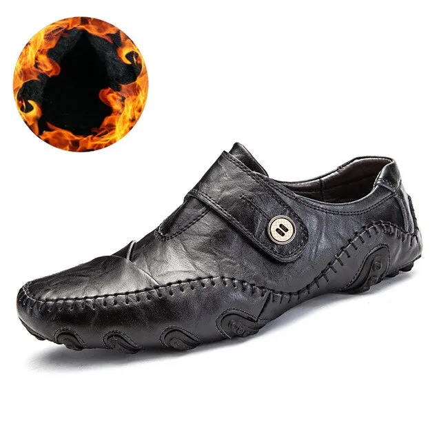 Hot Sale Leather Shoes Men Casual Waterproof Moccasins Loafers Slip-on Shoes Breathable Male Flats Sneakers  Large Sizes 48