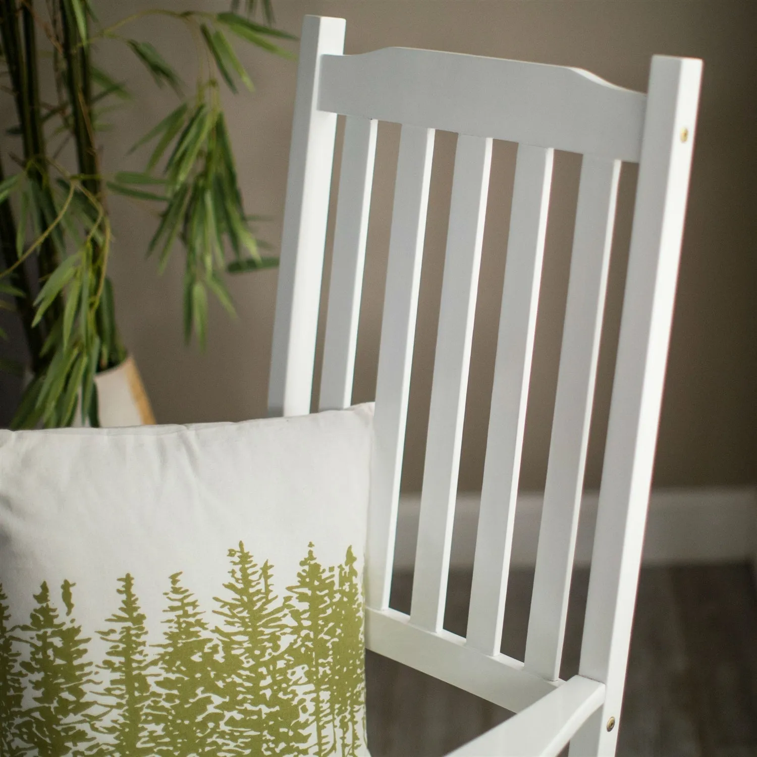 Indoor/Outdoor Patio Porch White Slat Rocking Chair
