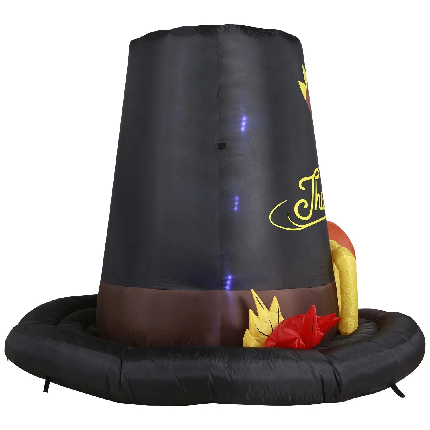 Inflatable Pilgrim Hat Thanksgiving Decoration with Built-In Fan and LED Lights