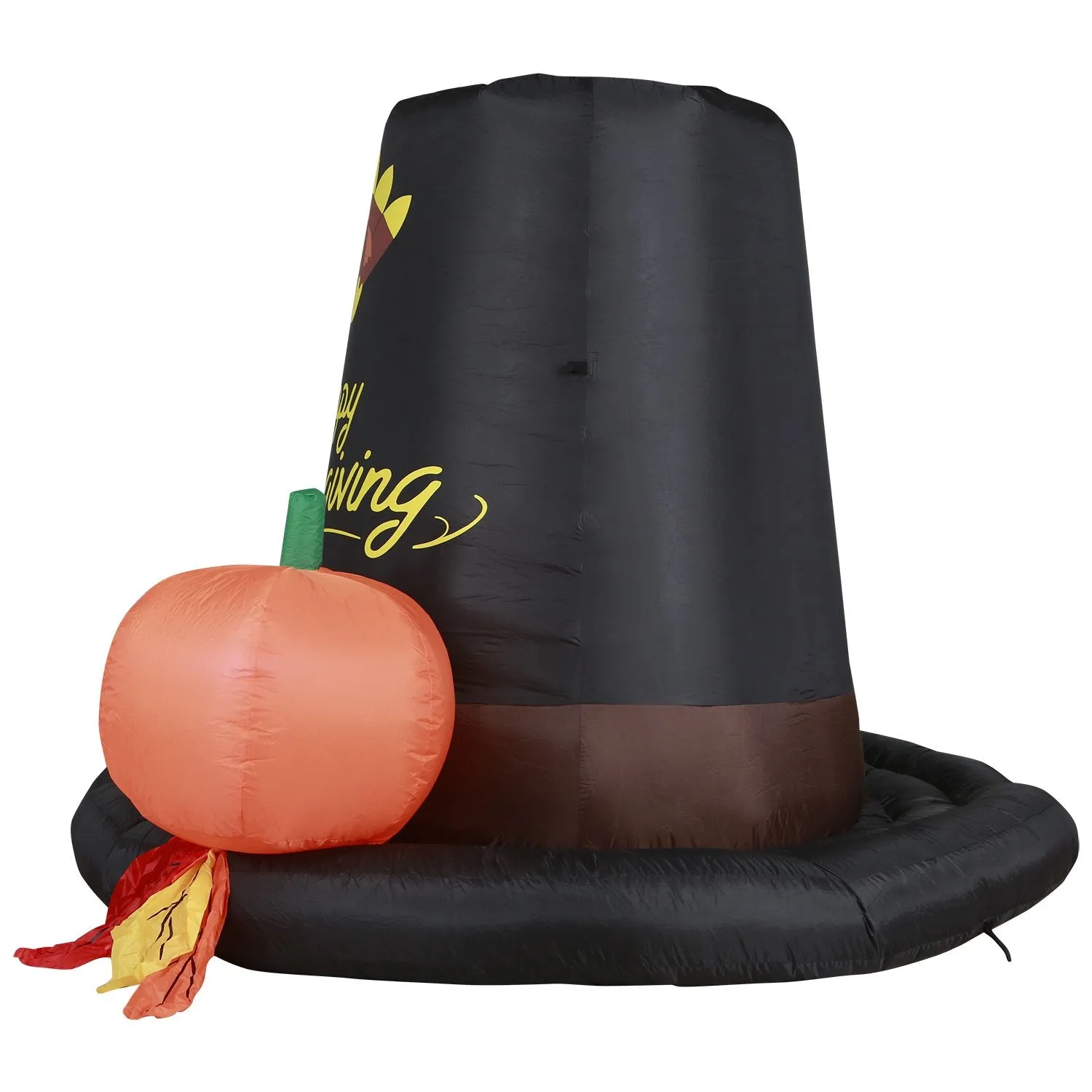 Inflatable Pilgrim Hat Thanksgiving Decoration with Built-In Fan and LED Lights
