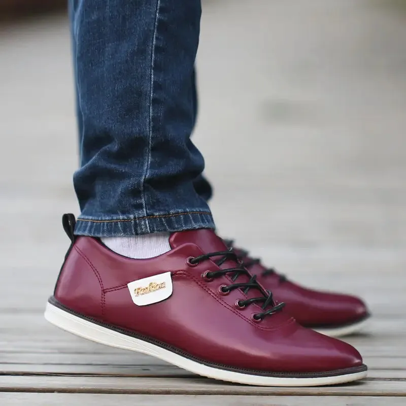 Italian PU Leather Sneakers Shoes For Men Dress Shoes Big Size 45 46 Male Sneaker Fashion Man's Sports Shoes Vulcanized Footwear