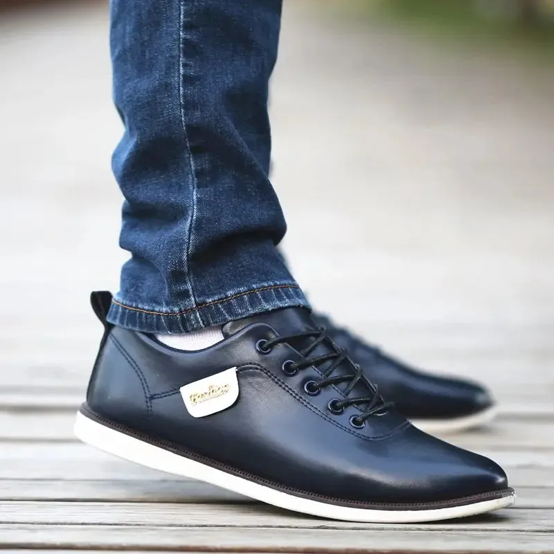 Italian PU Leather Sneakers Shoes For Men Dress Shoes Big Size 45 46 Male Sneaker Fashion Man's Sports Shoes Vulcanized Footwear