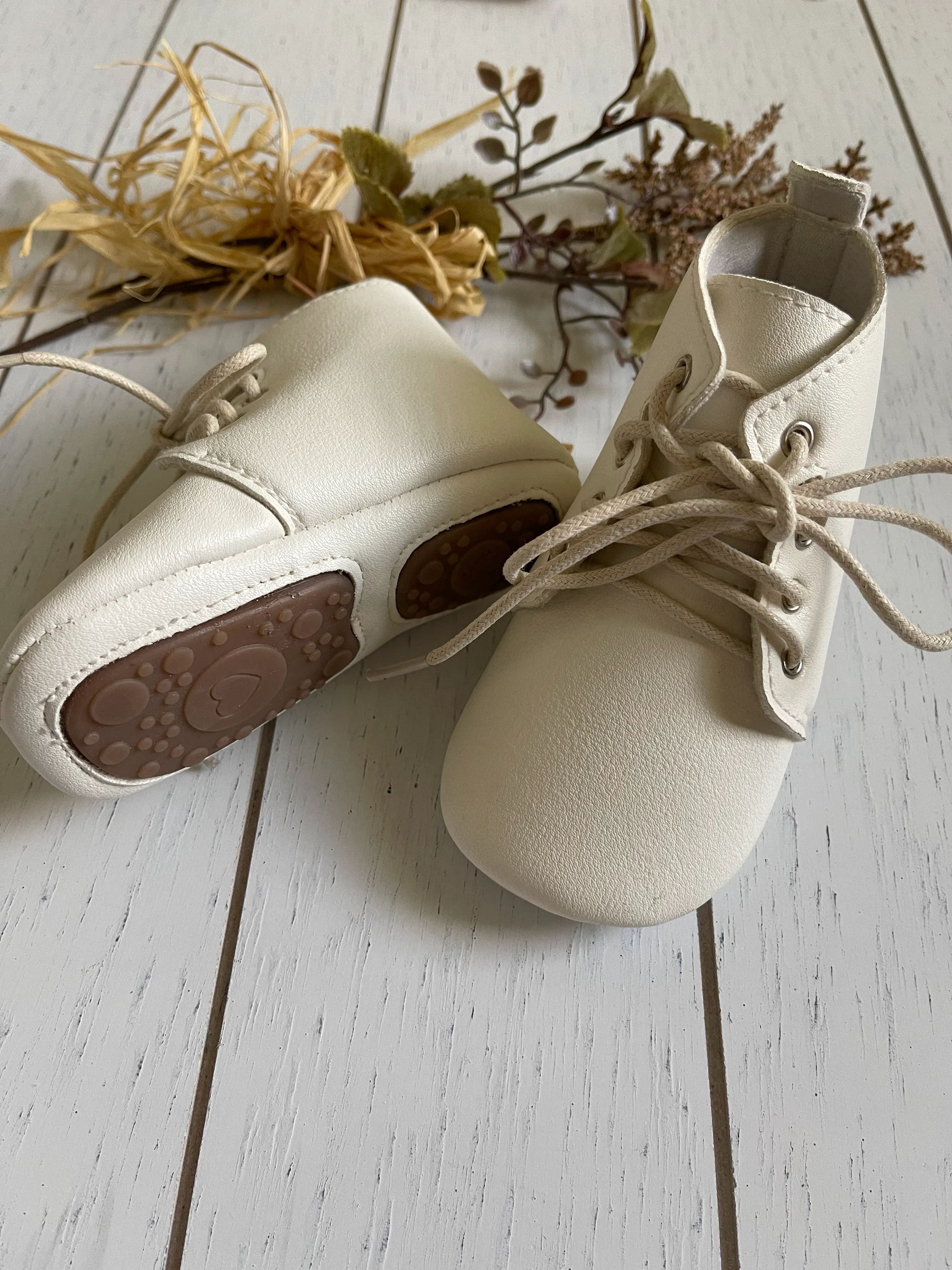 Ivory High Tops Shoelaces Soft Baby Girl/Boy Shoes