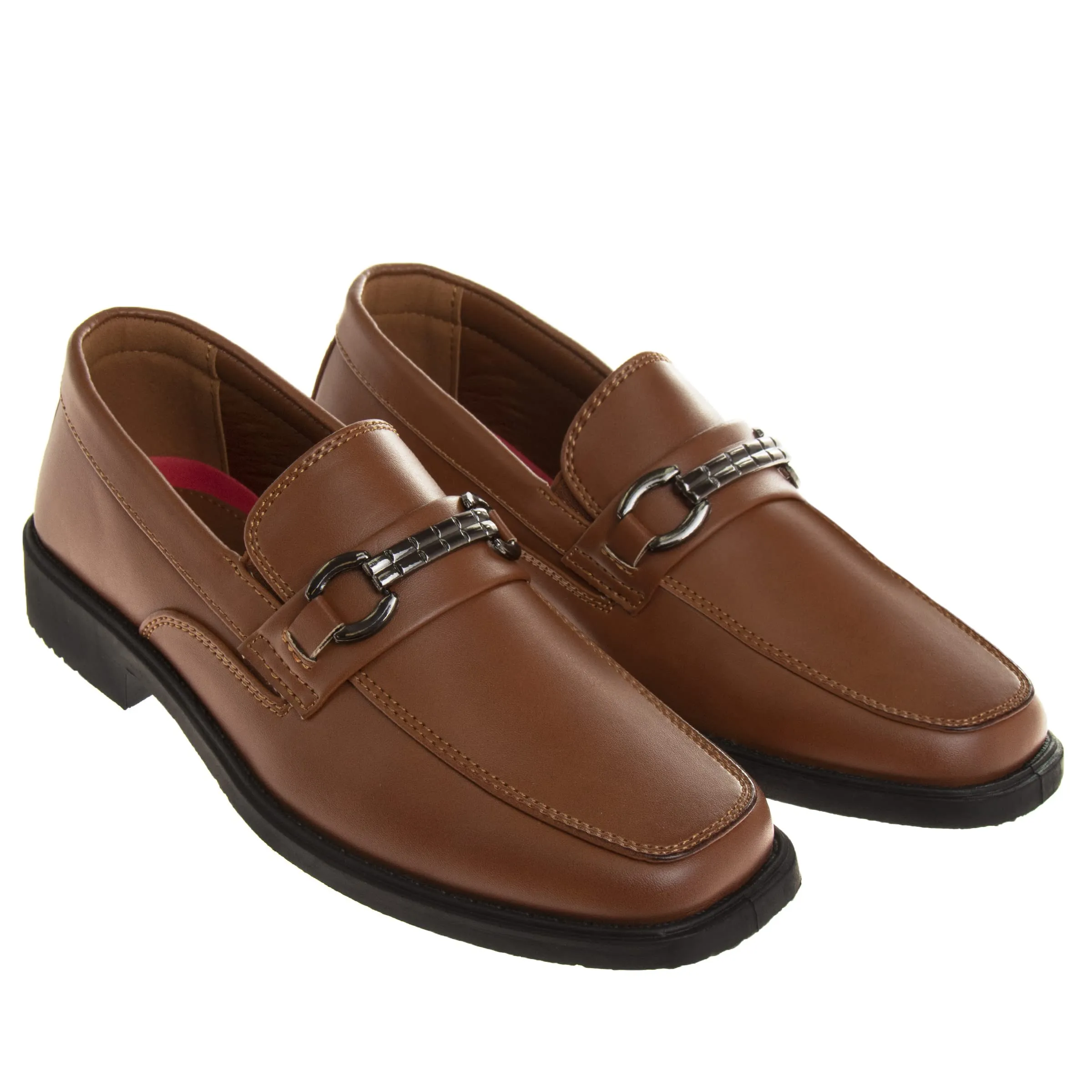 Josmo Boys Dress Shoes – Slip-On Comfort Uniform Oxford Loafer with Buckle Black and Brown (Big Kid/Little Kid) (Size 13-6)