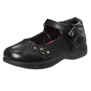 Josmo Petalia Girls Mary Jane Shoes School Kids Uniform Ballet Strap Slip-On Dress Flats - Black (Size 9 Toddler)