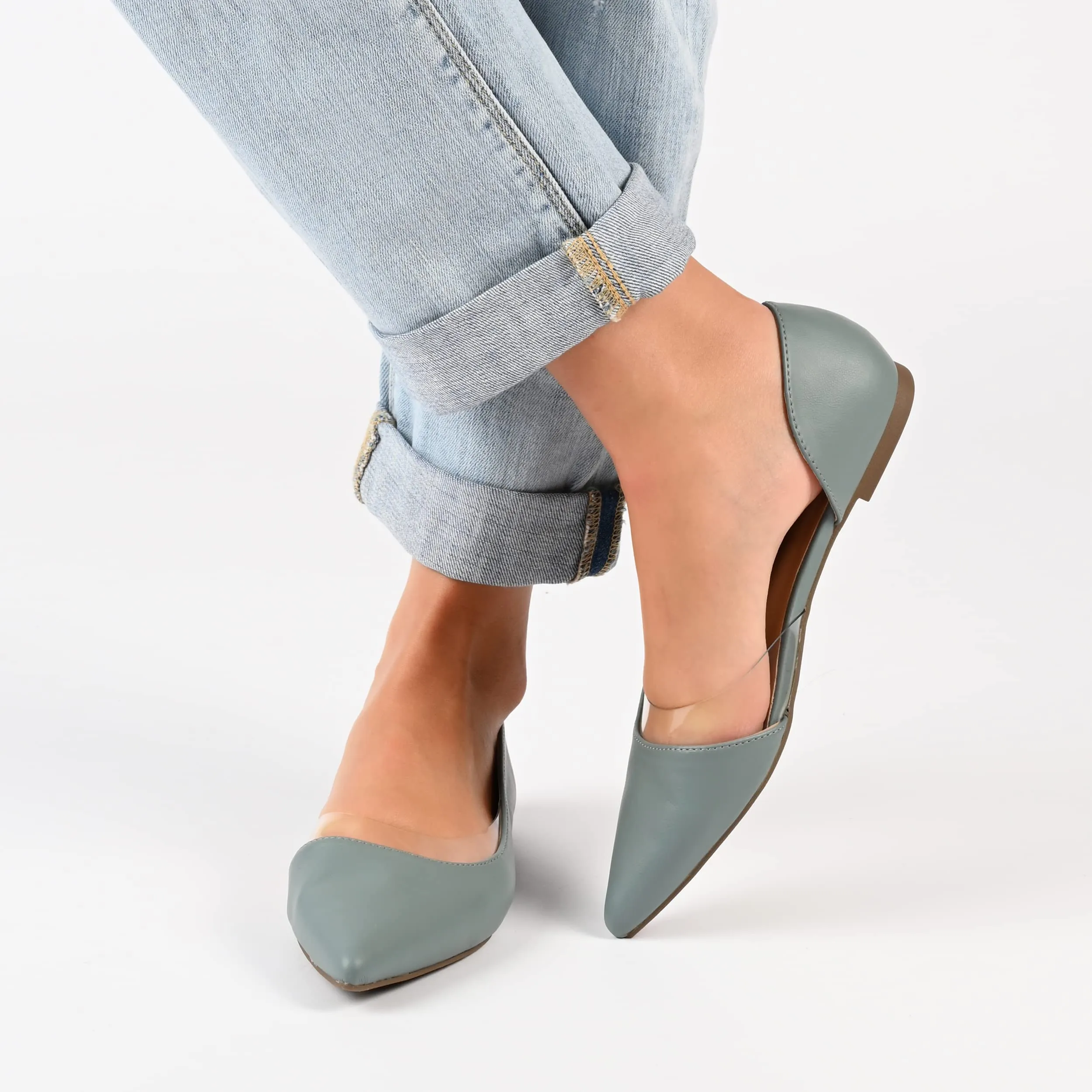 Journee Womens Mikki Ballet Pointed Toe Slip On Flats