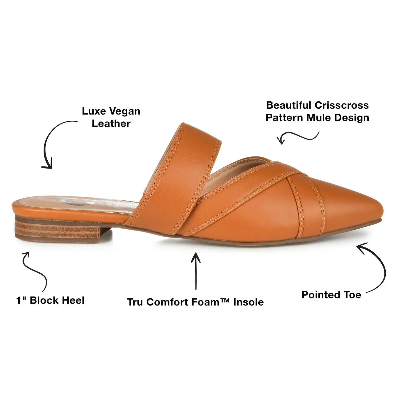 Journee Womens Stasi Tru Comfort Foam Narrow Width Slip On Pointed Toe Mules