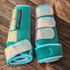 Large Turquoise Dyed Iconoclast Fronts w/ Holographic Python Straps